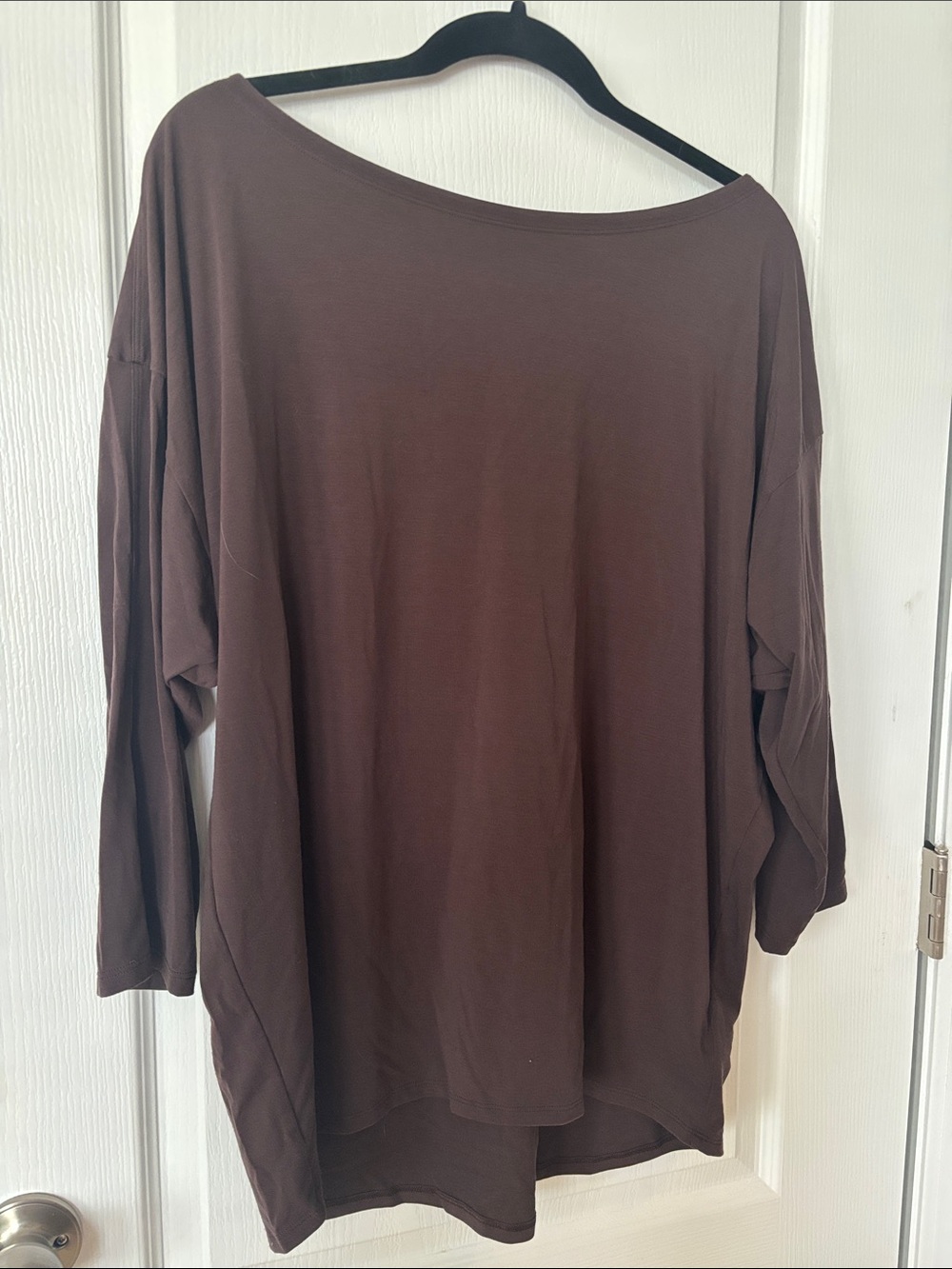Athleta Brown Long Sleeve Wide-Neck Tee